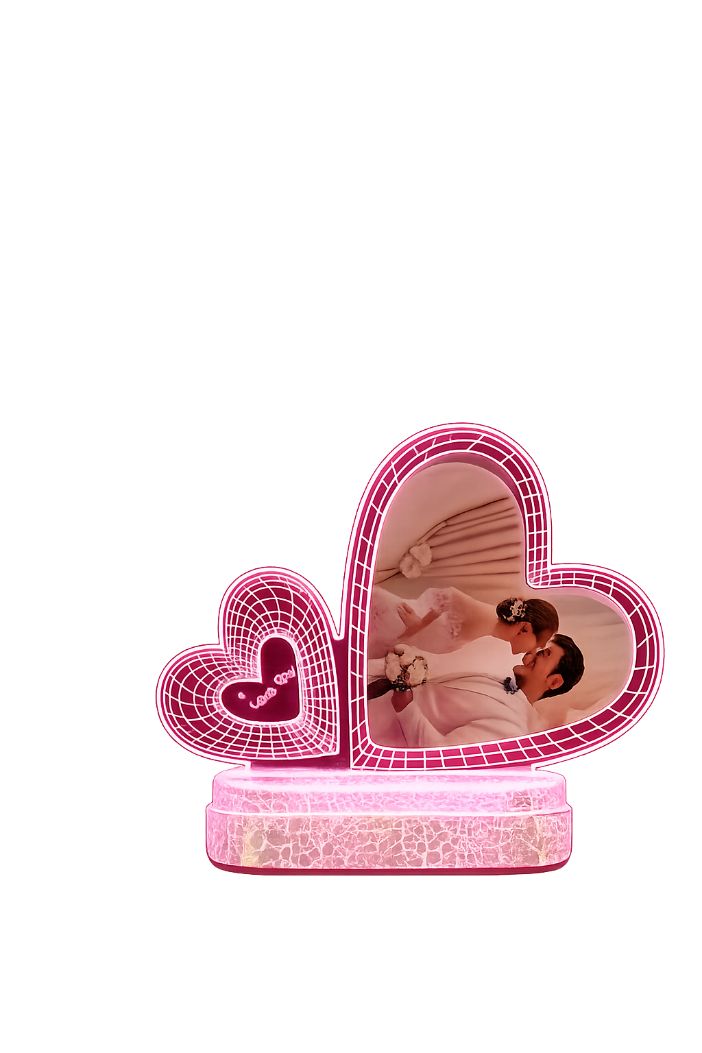 Personalized LED Heart Photo Frame – Romantic 3D Illusion Night Light for Couples