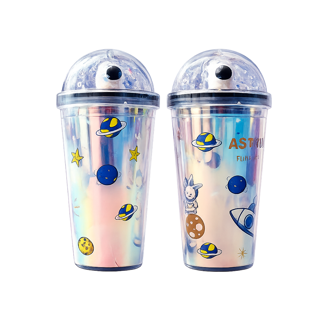 Astronaut Space Theme Double-Walled Sipper – Holographic Kids Water Tumbler