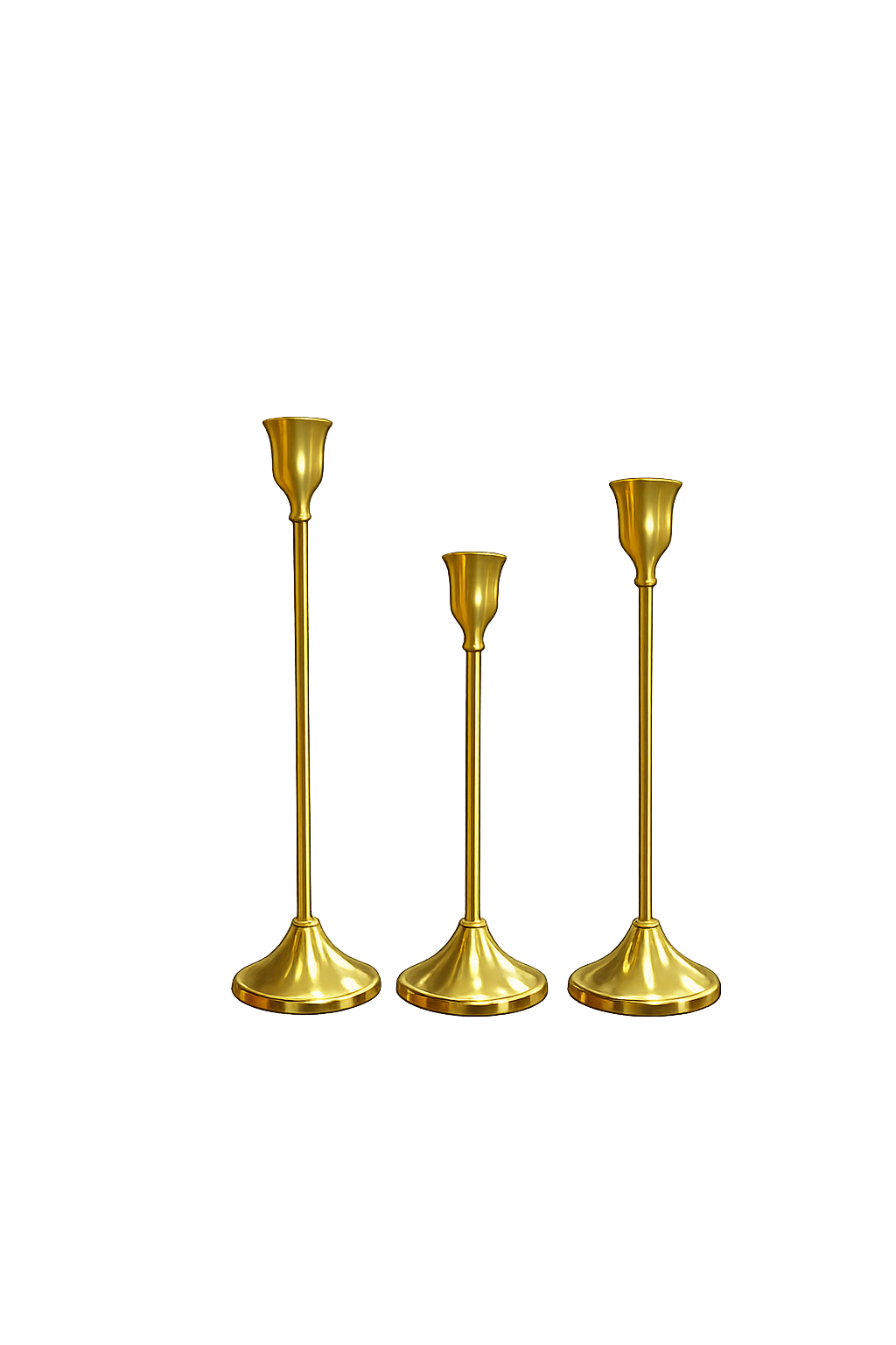 Luxury Gold Metal Candle Holder Set of 3 – Modern Decorative Taper Candle Holders