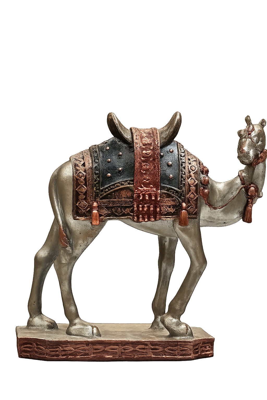 Luxury Decorative Camel Figurine Statue – Antique Silver & Bronze Home Décor Accent