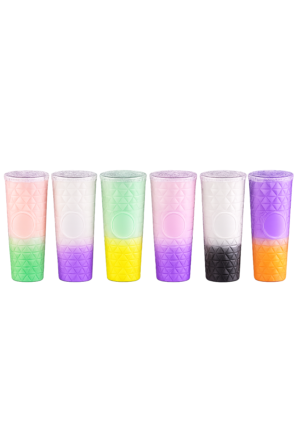 Matte Ombre Studded Sipper Tumbler – Geometric Textured Diamond Water Bottle