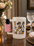 Creative Novelty Perfume Bottle Handle Ceramic Mug – Elegant White Coffee Cup
