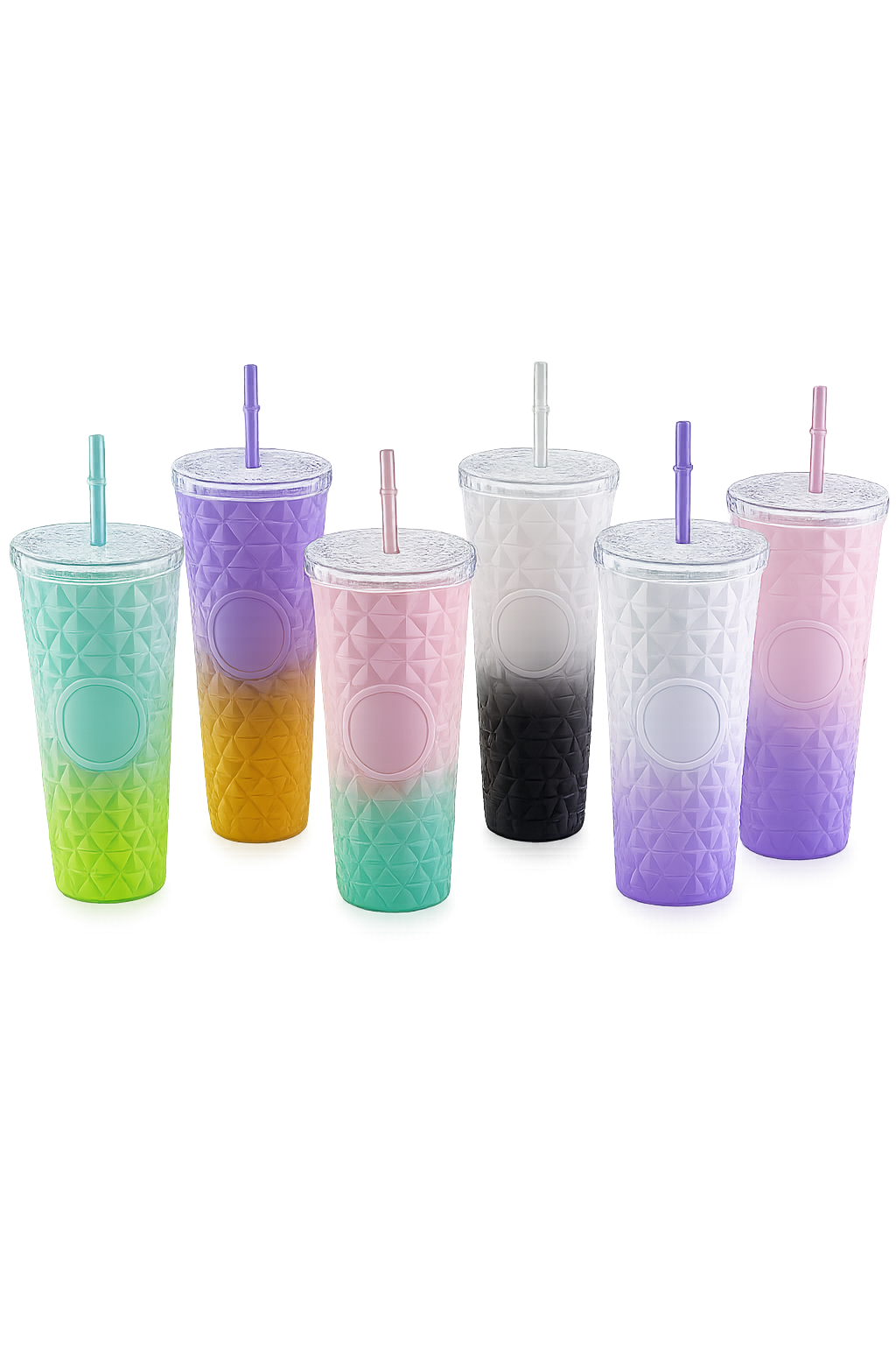 Aesthetic Gradient Honeycomb Cold Cup – Leakproof Acrylic Iced Coffee Tumbler