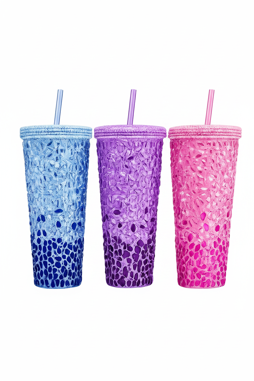 Luxury Studded Rhinestone Sipper Bottle – Insulated Glitter Tumbler with Lid
