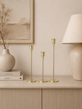 Luxury Gold Metal Taper Candle Holder Set (Set of 3) – Modern Decorative Candle Stands