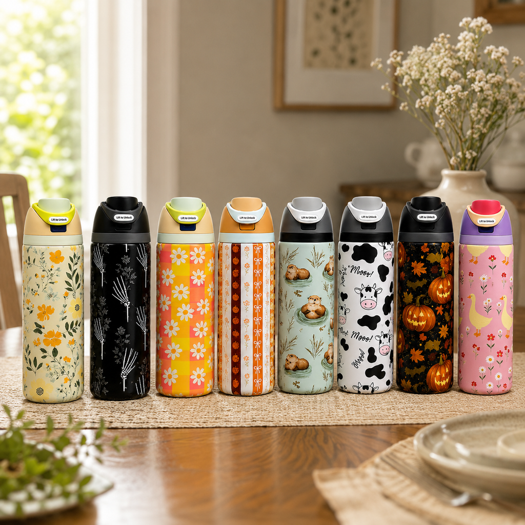 Stainless Steel Insulated Water Bottle with Leak-Proof Flip Lid | Perfect for Summer Sports, Gym, and Travel (Vibrant Prints)