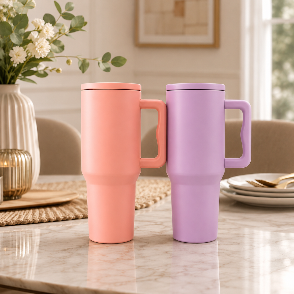 Summer Chill: Premium Insulated Travel Tumbler Mug with Handle