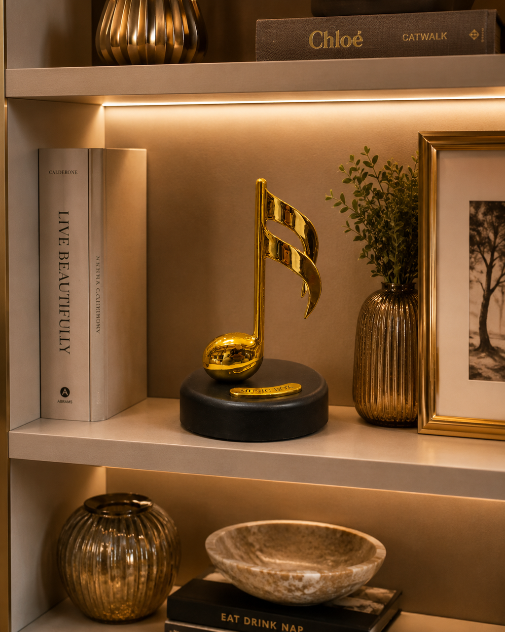 Golden Musical Note Music Box – Elegant Melody Keepsake & Luxury Home Décor
