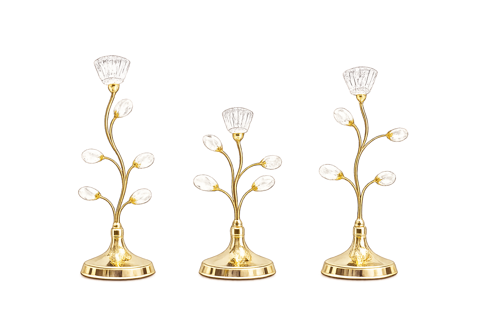 Luxury Gold Crystal Candle Holder Set – Modern Decorative Metal Tealight Candle Stands (Set of 3)