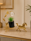 Luxury Gold Horse Planter with Crystal Globe – Decorative Tabletop Planter