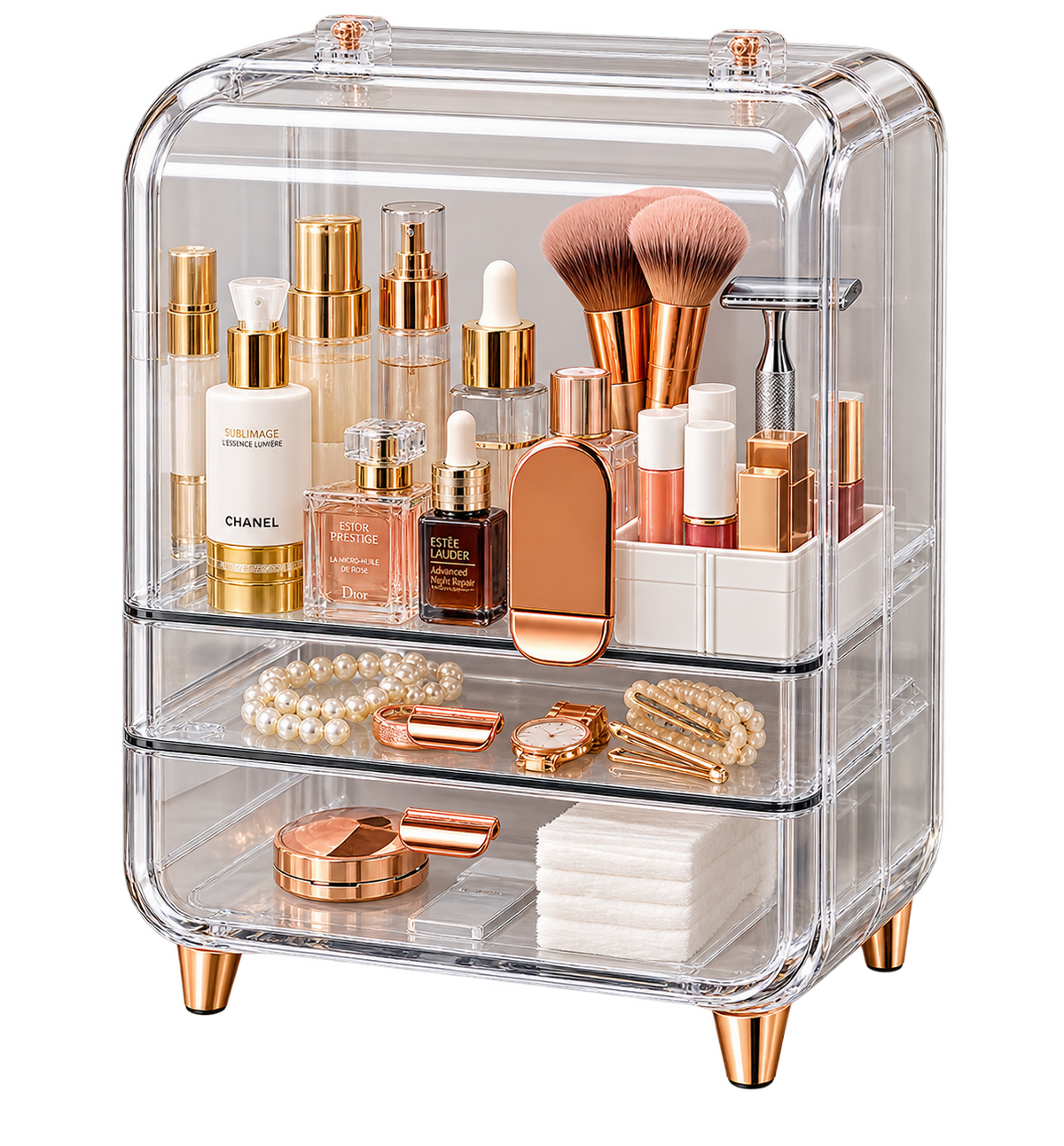 Premium Clear Acrylic Makeup Organizer with Drawers