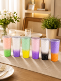 Matte Ombre Studded Sipper Tumbler – Geometric Textured Diamond Water Bottle