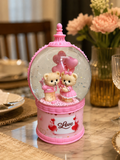 Romantic Teddy Bear Couple Snow Globe – Sweet 'Love' Musical Glass Dome Table Decor