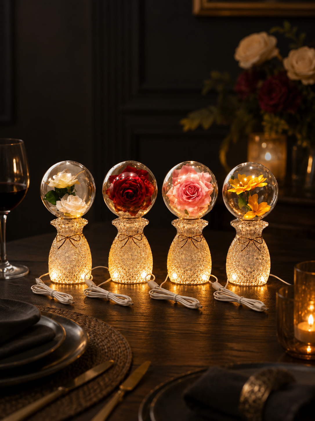 Enchanted Eternal Rose Acrylic Globe Lamp – Luxury LED Night Light