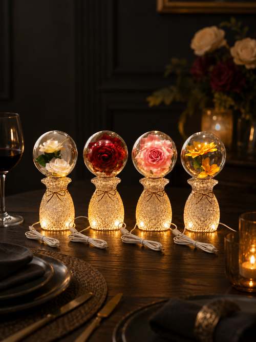 Enchanted Eternal Rose Acrylic Globe Lamp – Luxury LED Night Light